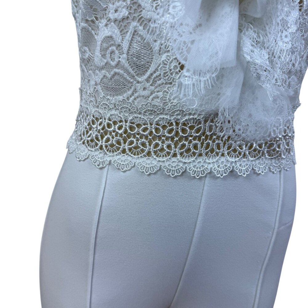 Valentine White Lace Sleeveless Wide Leg Jumpsuit For Women Sz L - Picture 7 of 9